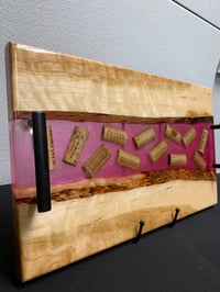 Image 2 of Wine Cork & Cherry Wood Charcuterie Board: Epoxy Resin River Tray