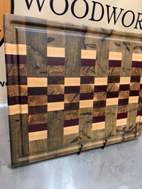 Image 3 of Exotic Wood End Grain Cutting Board: Black Limba, Purpleheart & Maple