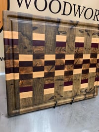 Image 4 of Exotic Wood End Grain Cutting Board: Black Limba, Purpleheart & Maple