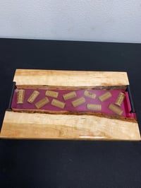 Image 4 of Wine Cork & Cherry Wood Charcuterie Board: Epoxy Resin River Tray