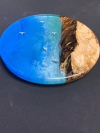Image 4 of Live Edge Ambrosia Maple Serving Platter: Coastal Resin Ocean Scene