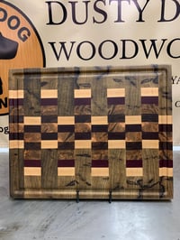 Image 5 of Exotic Wood End Grain Cutting Board: Black Limba, Purpleheart & Maple