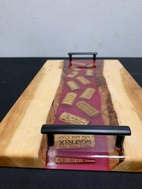 Image 5 of Wine Cork & Cherry Wood Charcuterie Board: Epoxy Resin River Tray