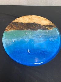 Image 5 of Live Edge Ambrosia Maple Serving Platter: Coastal Resin Ocean Scene