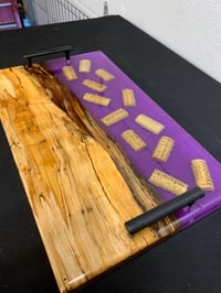 Image 5 of Wine Cork Charcuterie Board: Ambrosia Maple Epoxy River Serving Tray