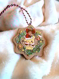 Image 3 of [PREORDER] Embossed Wood Ornament: LIMITED Christmas Pika 