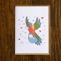 Image 1 of “Ruby Delivers Love Letters” (4x6 blank greeting card)