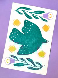 Image 1 of Illustration limitée en Sérigraphie A3 - Oiseau