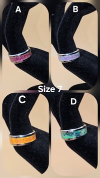 Image 1 of Stainless Steel Crush Opal Rings (7)