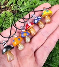 Image 4 of Glass Amanita Muscaria pendant necklace - gift for mushroom lover