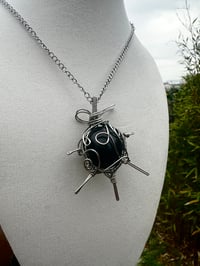 Image 1 of Energy: Three Spike Obsidian Crystal Pendant