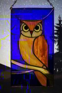 Image 2 of Stained Glass Owl Panel