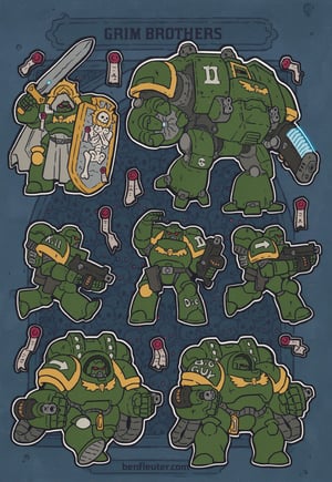 Image of Grim Brothers (Green) - Stickersheet