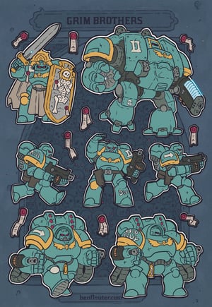 Image of Grim Brothers (Blue) - Stickersheet