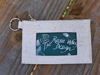 Image 5 of Black Silver White Cork Minimalist Zipper ID Wallet