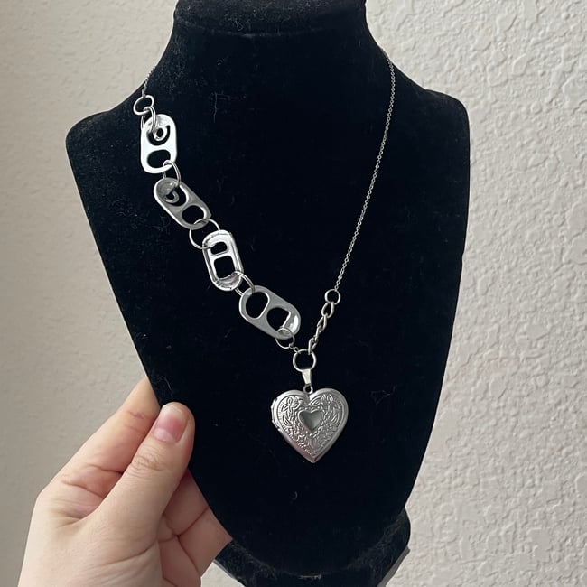 bottle cap heart locket necklace