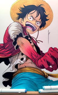Image 1 of 2 KING OF THE PIRATES LUFFY ORIGINAL ART PIECES SIGNED (the pencil art and colored are included)