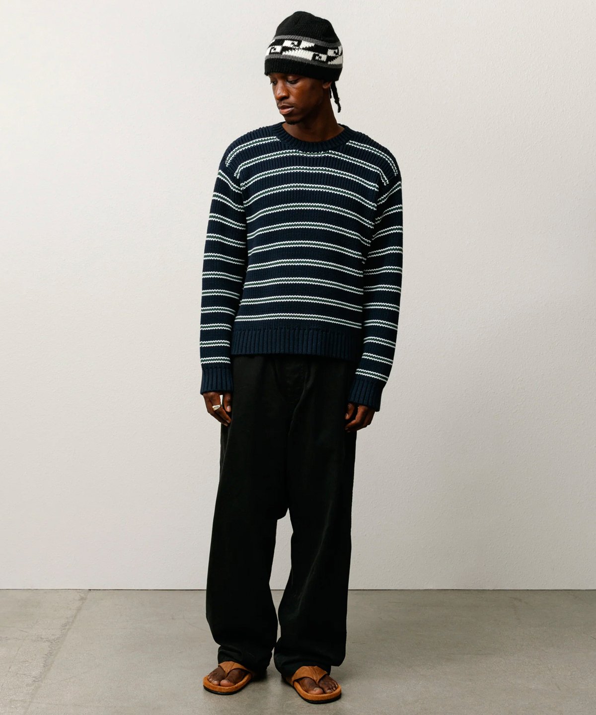 STUSSY_CHUNKY COTTON STRIPE SWEATER :::OCEAN::: | SILO