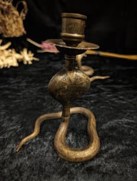 Image 5 of Vintage Brass Snake Candleholder PAIR (ca. 1960)