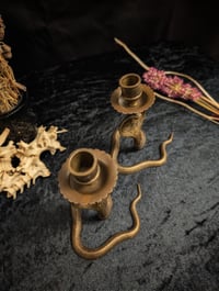 Image 2 of Vintage Brass Snake Candleholder PAIR (ca. 1960)