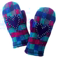 Image 1 of 2025 Edit Repurposed 80s Brights Sweetheart Mittens with Bling