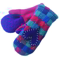 Image 2 of 2025 Edit Repurposed 80s Brights Sweetheart Mittens with Bling
