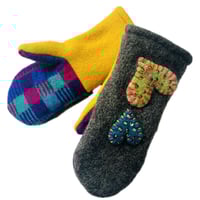 Image 2 of 2025 Edit Repurposed Sweater Mittens with Floating Sparkle Hearts