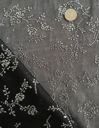 Image 2 of Stretch Mesh Black / Silver Floral ME15