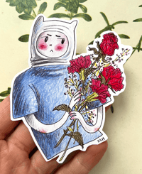Image 1 of Finn with Flowers sticker