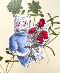 Image 2 of Finn with Flowers sticker
