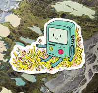 Image 1 of BMO in the grass sticker
