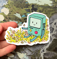 Image 2 of BMO in the grass sticker