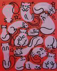 Red and Purple Oddly Shaped Cats