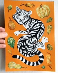 White Tiger with Gourds original artwork