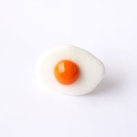 Image 2 of Lampworked Glass Fried Egg Pin Badge Brooch