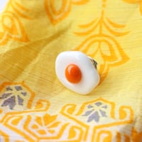 Image 3 of Lampworked Glass Fried Egg Pin Badge Brooch