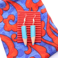 Image 3 of Upcycled colouring pencil crayon dangle earrings