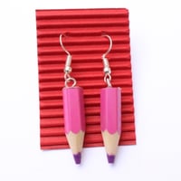 Image 1 of Upcycled colouring pencil crayon dangle earrings