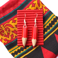 Image 5 of Upcycled colouring pencil crayon dangle earrings