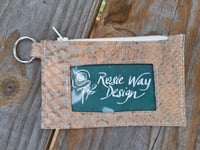 Image 5 of Natural Butterfly Leopard Bark Snake Cork Minimalist Zipper ID Wallets