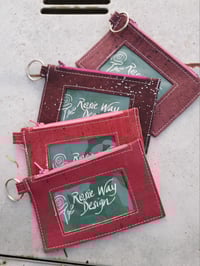 Image 1 of Pink Berry Eggplant Cork Minimalist Zipper ID Wallets