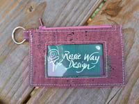 Image 5 of Pink Berry Eggplant Cork Minimalist Zipper ID Wallets