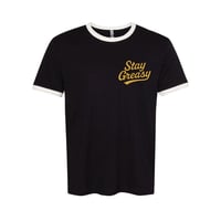 Image 1 of Stay Greasy Black/White Tee - Gold Logo
