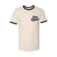Image 1 of  Stay Greasy Cream/Black Tee - Black Logo