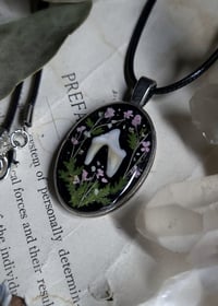 Image 4 of Opossum Tooth and Floral Pendant