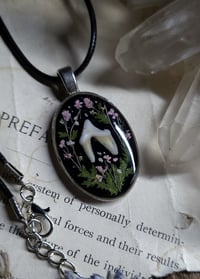 Image 2 of Opossum Tooth and Floral Pendant