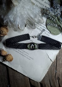Image 1 of Opossum Tooth and Floral Choker Necklace 