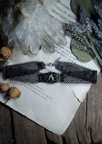 Image 2 of Opossum Tooth and Floral Choker Necklace - Blue 