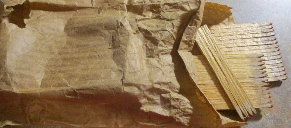 #114-CIVIL WAR SALE: VERY RARE ORIGINAL BAG & STACK OF 'LUCIFERS"--SHEETS OF WOODEN MATCHES