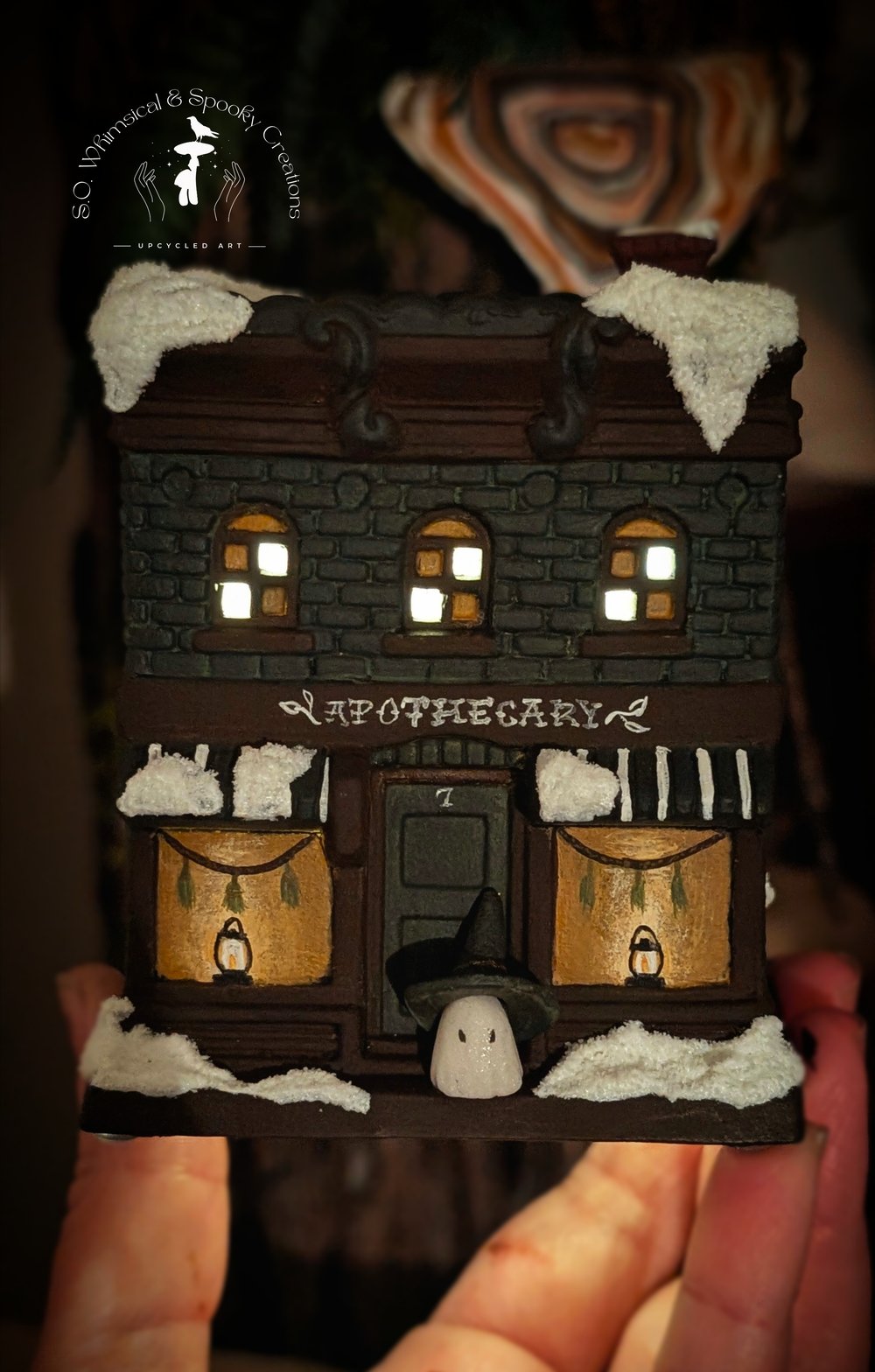 Image of  (FREE U.S. SHIPPING) "Apothecary" Light Up, Ghost Witch Building